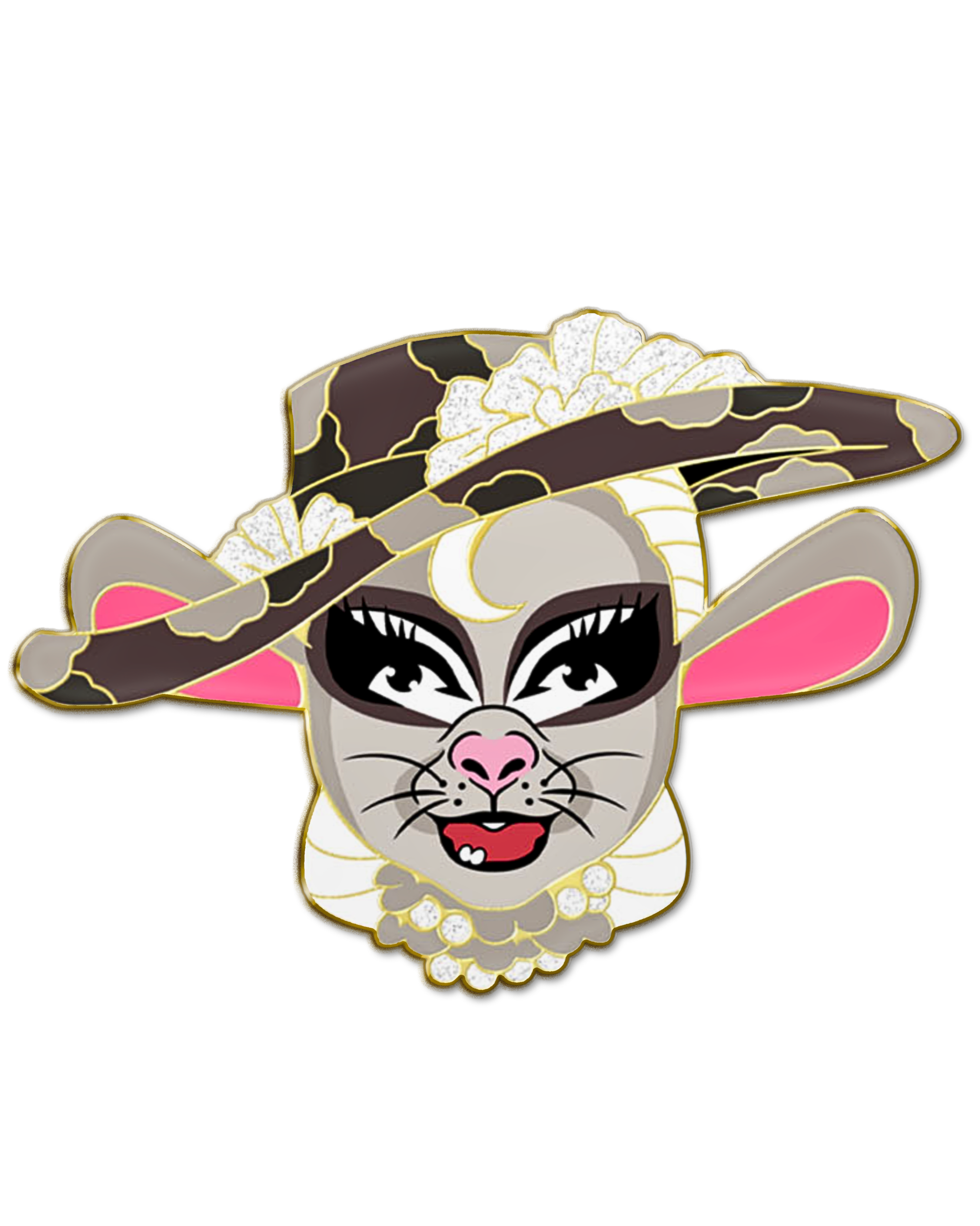 Rat | Glitter Gold Polished Enamel Pin